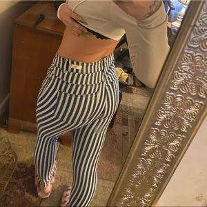 High waist striped jeans